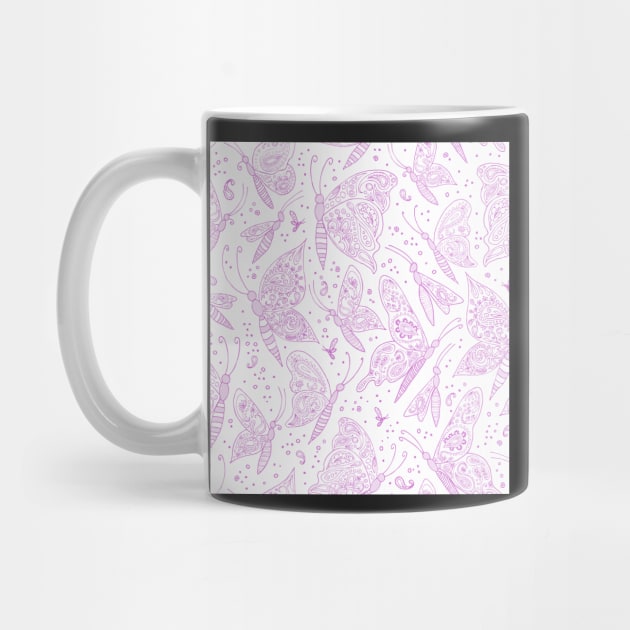 Paisley butterflies white-pink by kobyakov